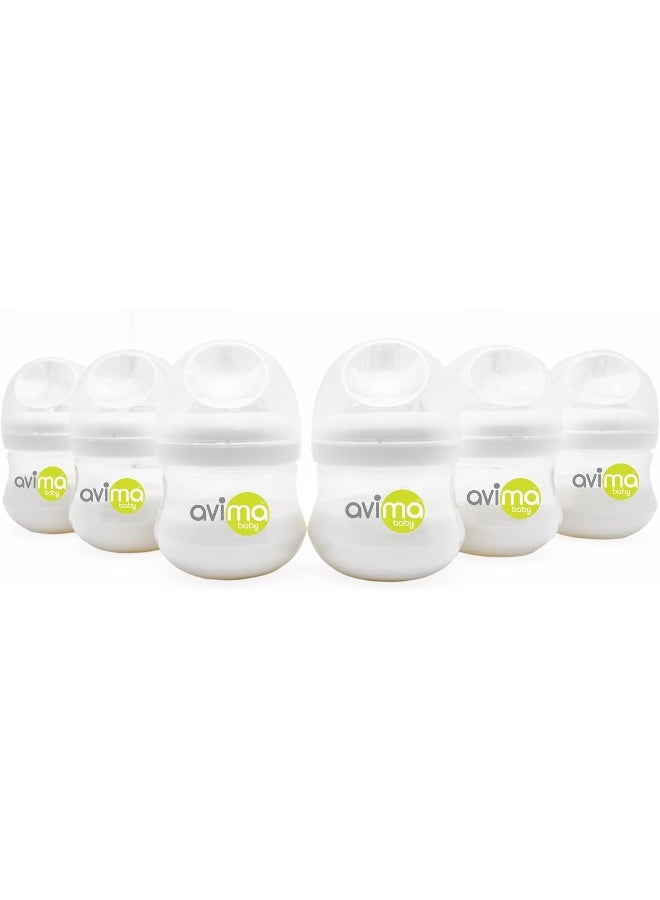 Avima Baby 4 oz Anti Colic Baby Bottles for Breastfed Babies - Slow Flow, Wide Neck Bottle, BPA Free - Newborn 0-3 Months, Stage 1 (Set of 6) - Image 1